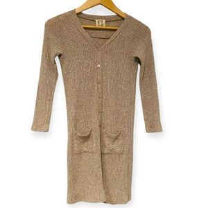 People’s Project LA Oatmeal Alisa Knit Duster Button Down Cardigan Size Small